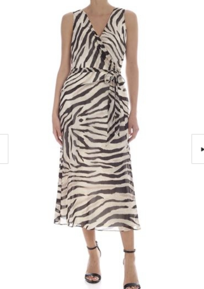 Ralph Lauren Zebra striped tie waist dress plus 18